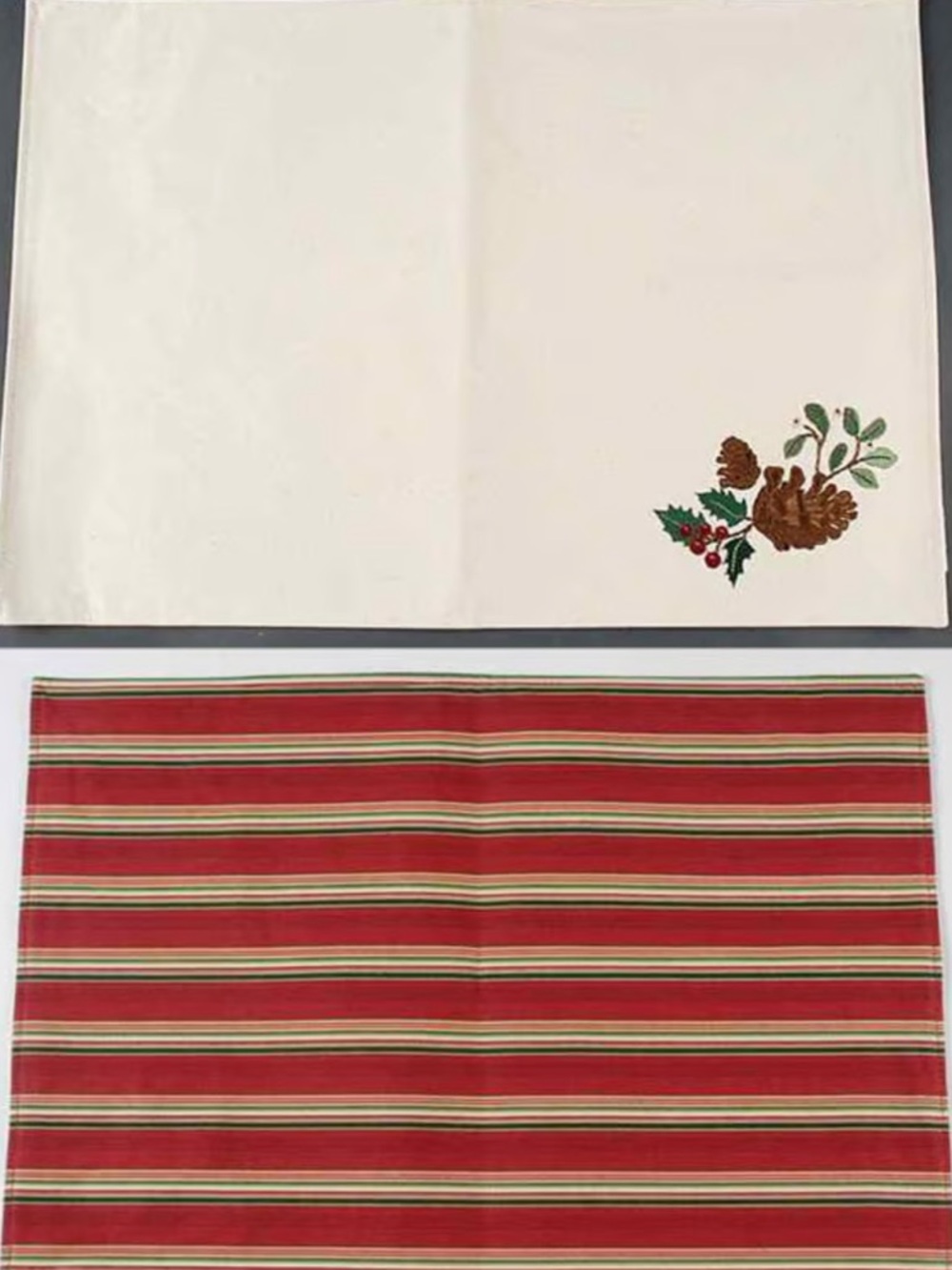 Longaberger Set of 4 Christmas Placemats - Nature's Garland Reversible Placemats